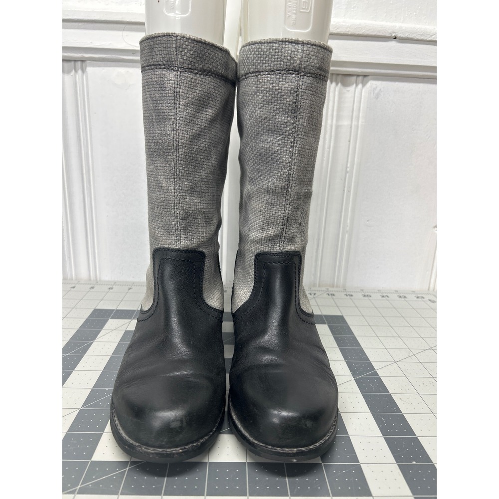 Olukai Haleakala Canvas Boots Womens 6 Black Leather Grey Wool Gorpcore Outdoor